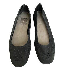 Black Aerosoles Slip-On Boi Oh Boi Nubuck Flats With Perforated Detailing - Size